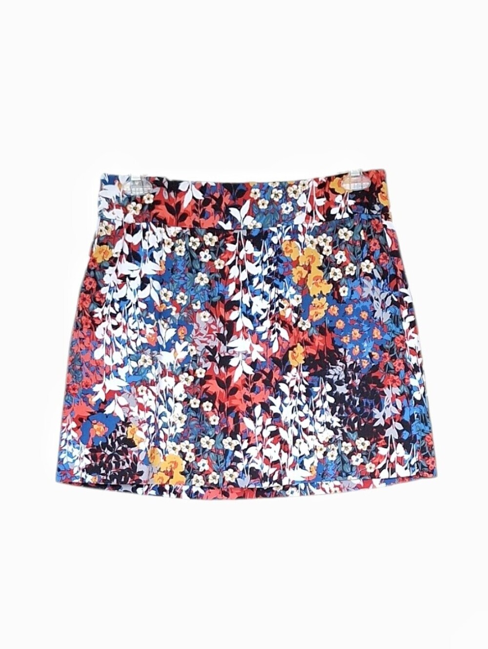 Soft Surroundings Floral A-Line Stretch Pull-On Skort Colorful Boho Pockets M